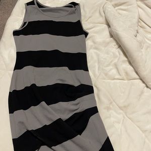 Black and grey horizontal striped dress